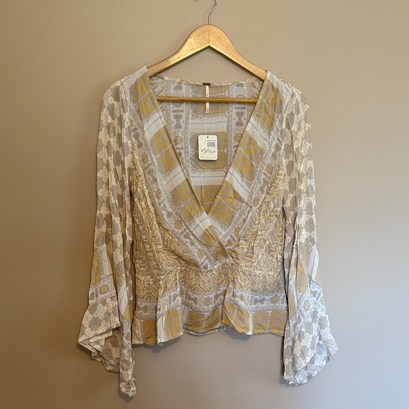 Free People Tops - Free People Gold and Cream Blouse